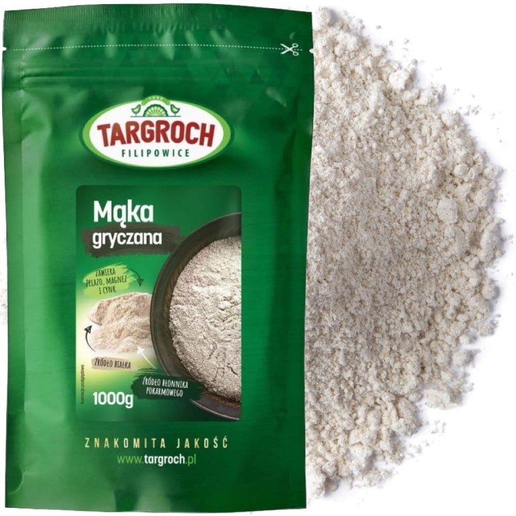 Naturalna Zdrowa Mąka Gryczana Biała z Ziaren Gryki 1000g 1kg TARGROCH