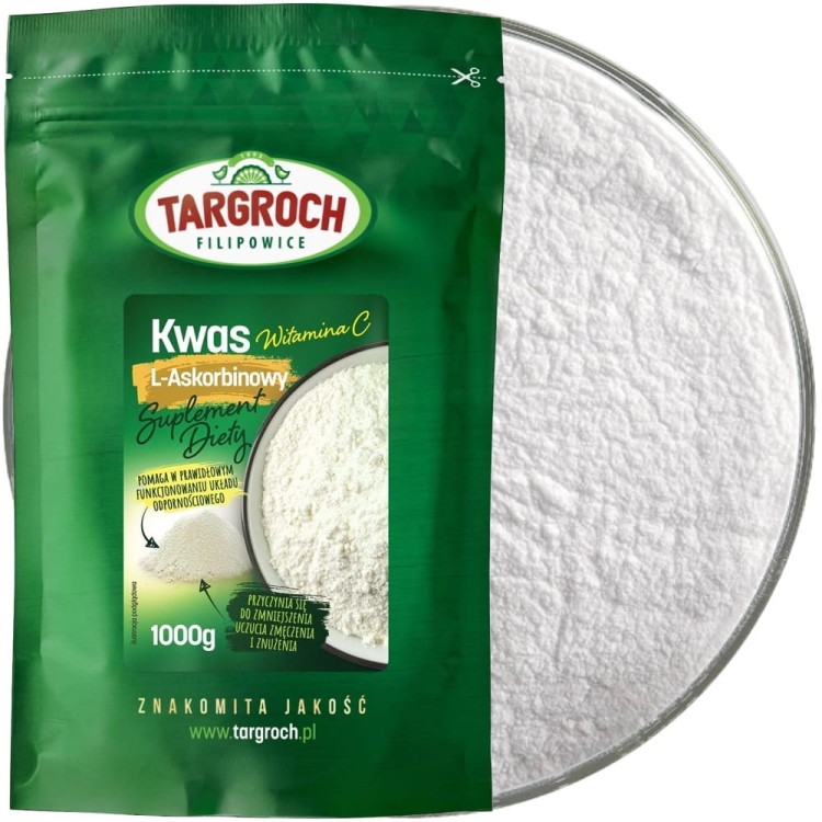 Naturalna Witamina C Kwas L-Askorbinowy w Proszku 100% 1kg 1000g TARGROCH