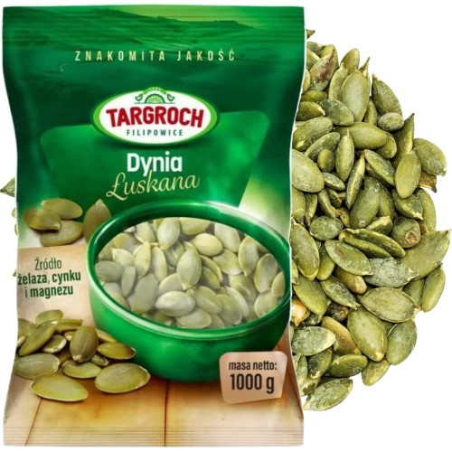 Łuskane Pestki Dyni Obrane 100% Naturalne Świeże Zdrowe Błonnik 1kg 1000g TARGROCH