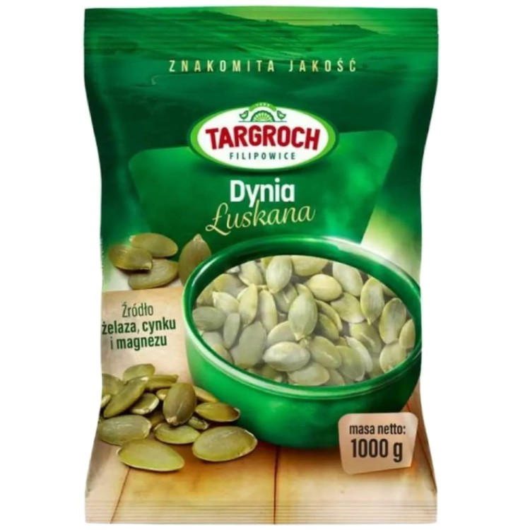 Łuskane Pestki Dyni Obrane 100% Naturalne Świeże Zdrowe Błonnik 1kg 1000g TARGROCH