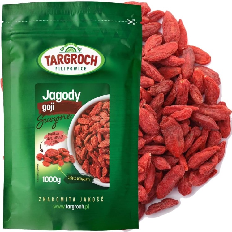 Zdrowe Jagody Goji Suszone Owoce Pełne Witamin i Minerałów 1000g TARGROCH