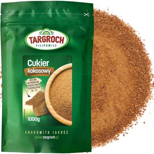 Naturalny Cukier Kokosowy Palmowy Zamiennik Cukru 100% 1kg 1000g TARGROCH