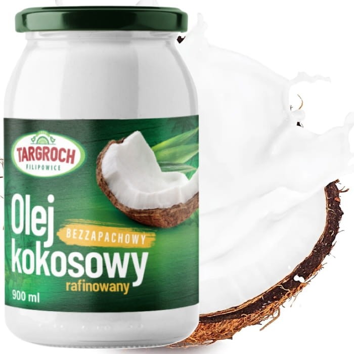 Zdrowy Olej Kokosowy Bezzapachowy Rafinowany Do Smażenia 900ml TARGROCH