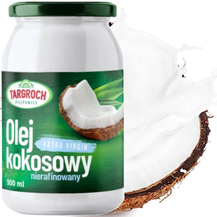 Olej Kokosowy Nierafinowany Extra Virgin Tłoczony Na Zimno 900ml TARGROCH