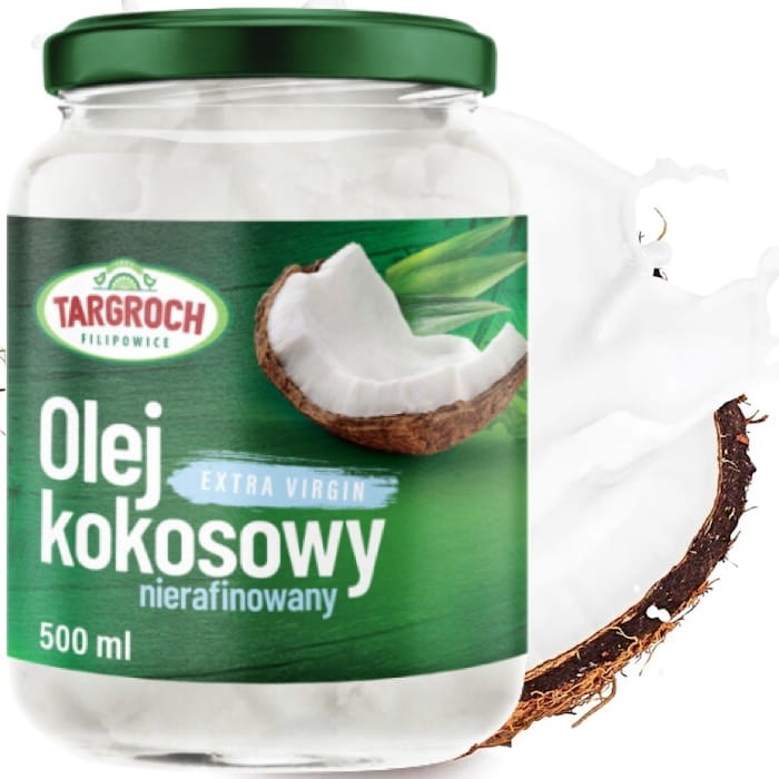 Olej Kokosowy Nierafinowany Extra Virgin Tłoczony Na Zimno 500ml TARGROCH