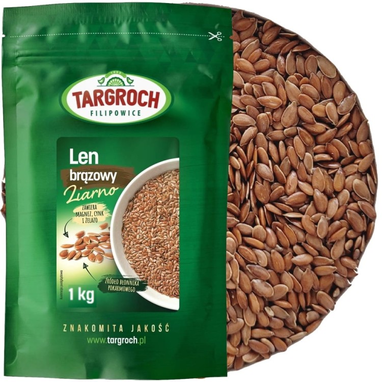Siemię Lniane Len Brązowy Ziarno Lnu Naturalne Świeże 1kg 1000g TARGROCH