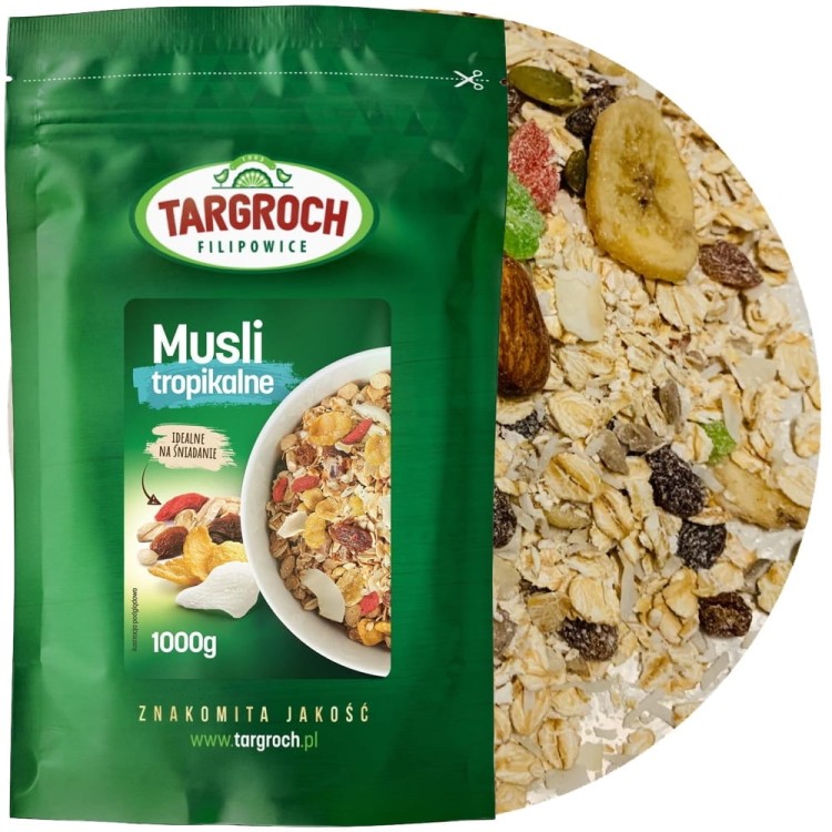Musli Płatki Tropikalne Owoce Suszone Dieta Na Śniadanie 1kg 1000g TARGROCH