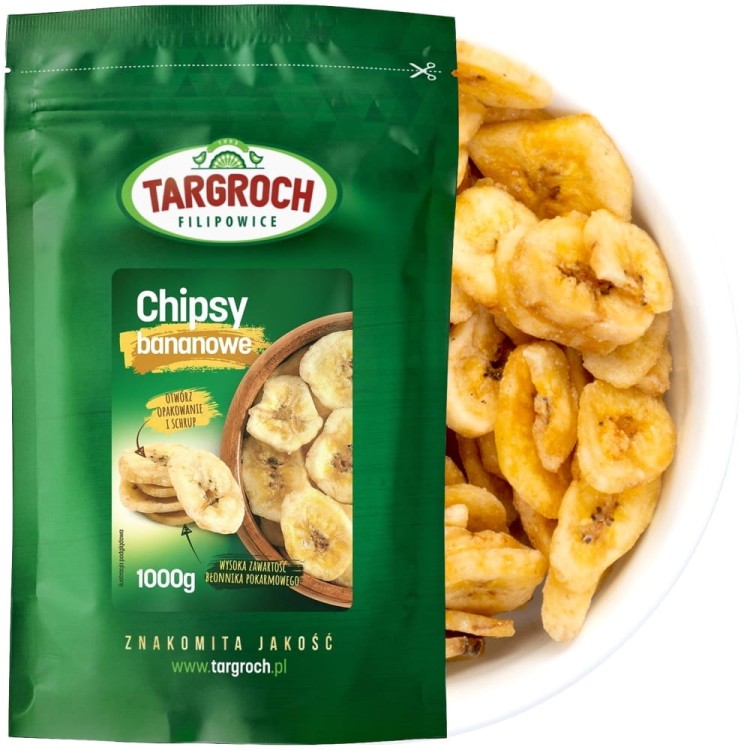 Suszone Banany Chipsy Bananowe Do Musli Zdrowa Przekąska 1kg 1000g TARGROCH