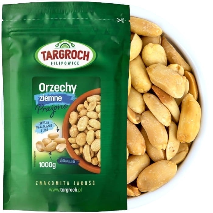 Orzechy Ziemne Arachidowe Prażone Bez Soli Peanuts 1kg 1000g TARGROCH
