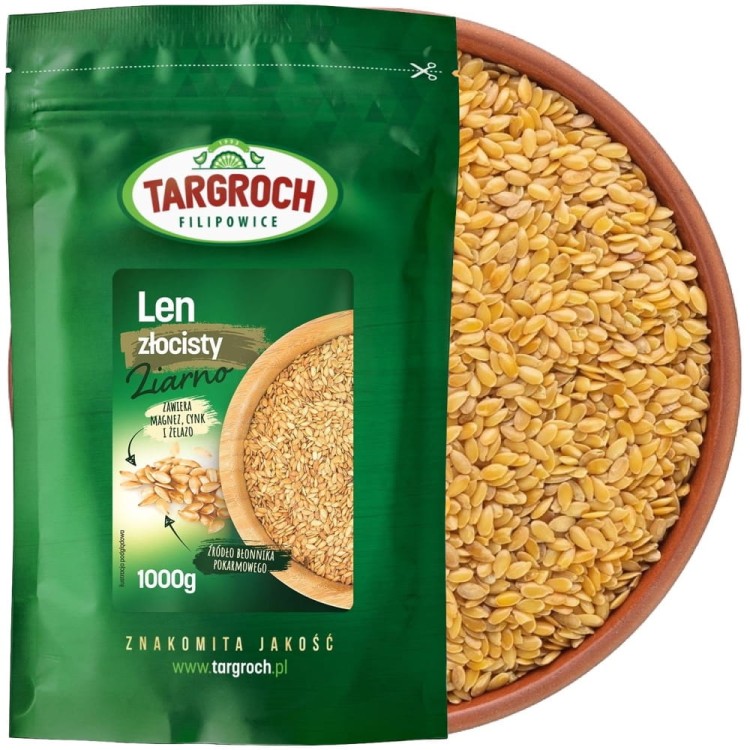 Siemię Lniane Złote Ziarno Lnu Len Naturalne Czyste 1kg 1000g TARGROCH