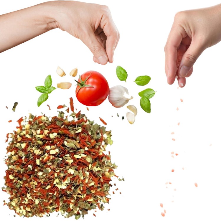 Pomidory z Czosnkiem i Bazylią Suszona Aromatyczna Ziołowa Przyprawa 50g SKWORCU