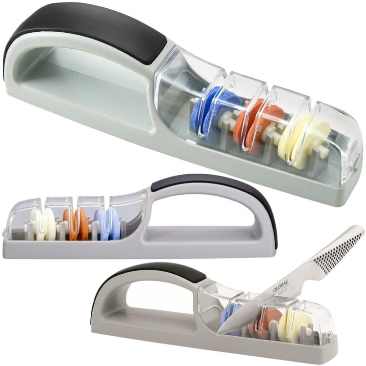 Global MinoSharp Plus 3 Japońska Ceramiczna Ostrzałka Wodna Do Noży 550 Szaro-Czarna 550/GB