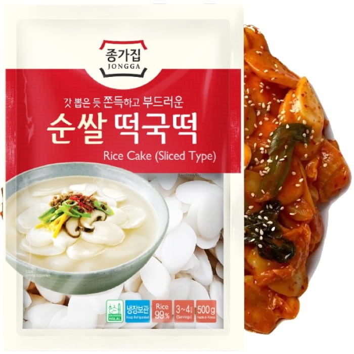 Koreańskie Kluski Ryżowe Tteokbokki Topokki Plasterki Sliced 500g JONGGA
