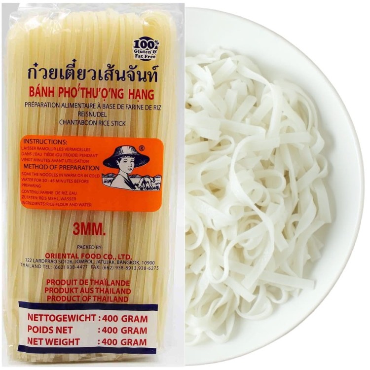 Makaron Ryżowy Tajski Wstążki Tasiemki 3mm Bez Glutenu 400g FARMER BRAND