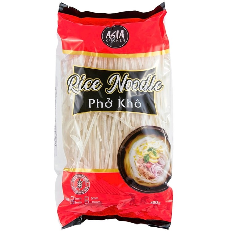 Wietnamski Makaron Ryżowy Wstążki Tasiemki 3mm Bezglutenowy 400g ASIA KITCHEN