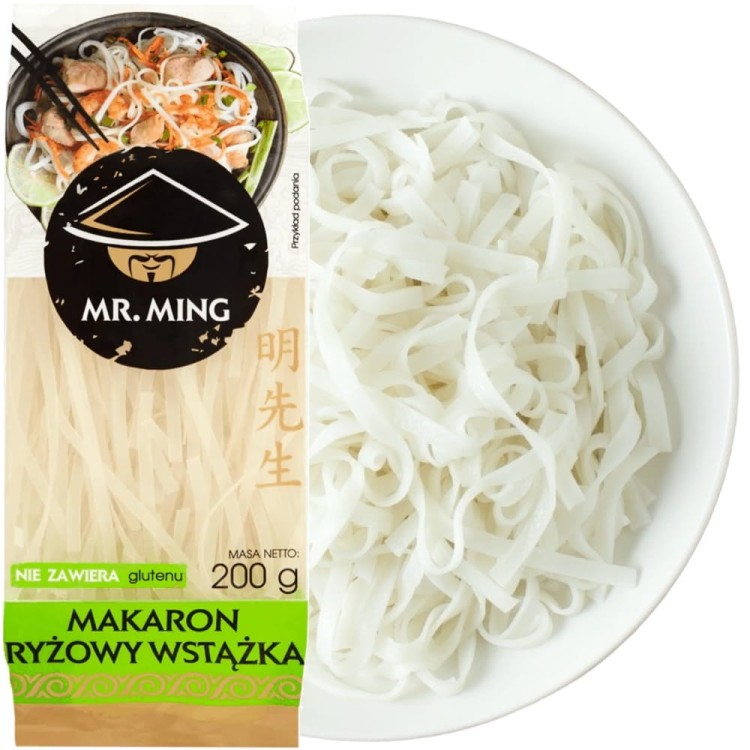 Wietnamski Makaron Ryżowy Wstążka Tasiemki 4mm Do Pad Thai 200g MR. MING