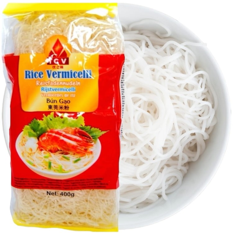 Azjatycki Makaron Ryżowy Vermicelli Nitki Porcjowany Bezglutenowy 400g IC
