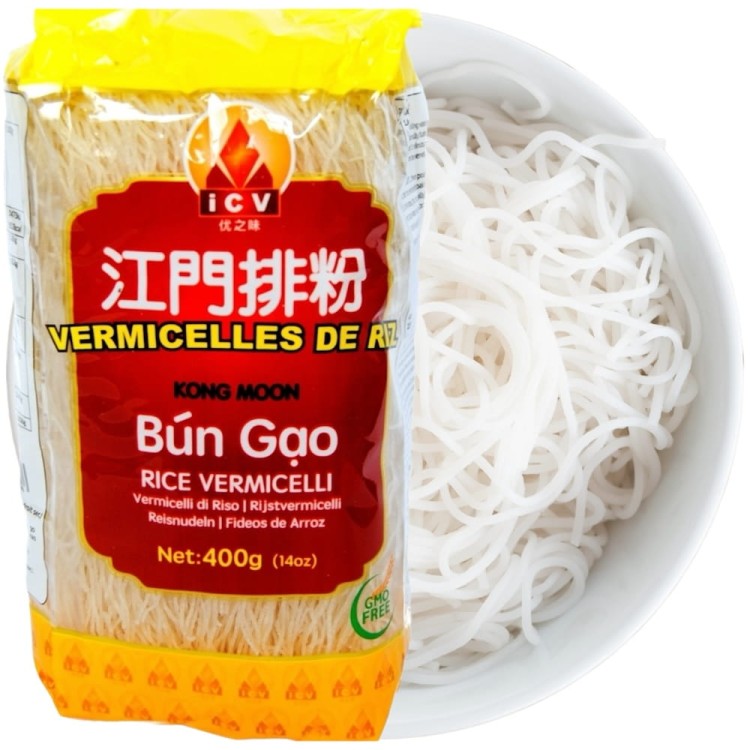 Makaron Ryżowy Vermicelli Nitki Do Zupy Bun Gao Bezglutenowy Kong Moon 400g ICV BRAND