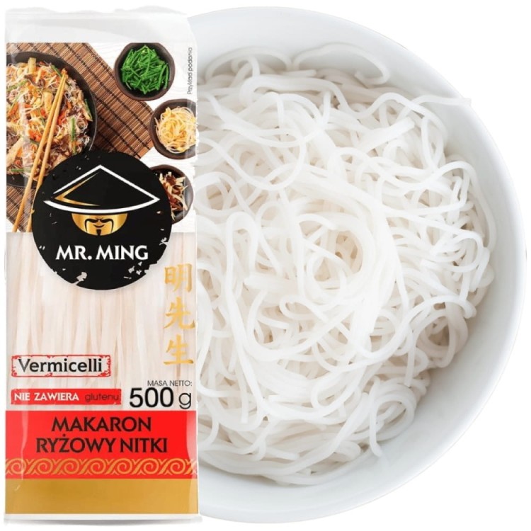 Makaron Ryżowy Vermicelli Nitki Do Zup i Potraw BEZ Glutenu 200g MR. MING