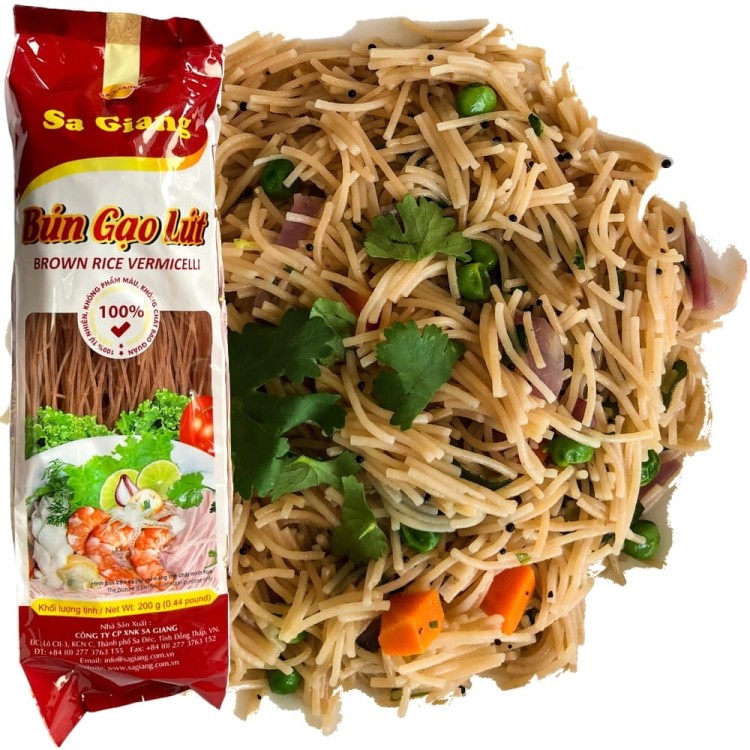 Wietnamski Makaron Ryżowy Brązowy Vermiceli Nitki Bez Glutenu 200g SA GIANG