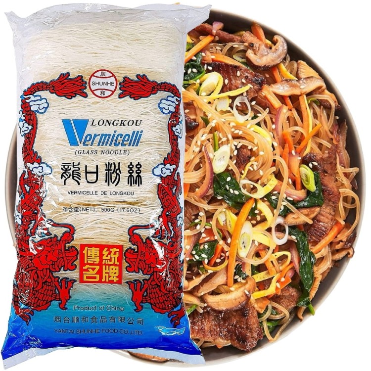 Chiński Makaron Sojowy z Fasoli Mung Vermicelli Longkou Glass Noodle 500g DING XI BRAND