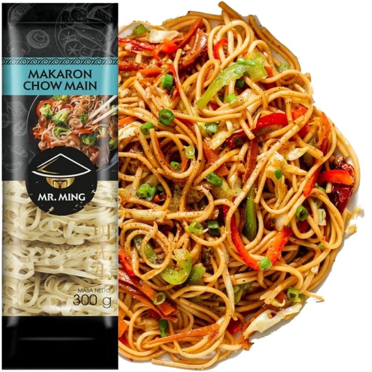 Chiński Makaron Pszenny CHOW MEIN Noodles Do Smażeniu w Woku 300g MR. MING