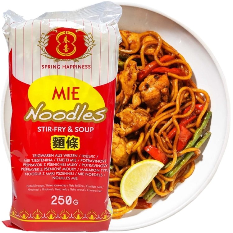 Chiński Makaron Mie Błyskawiczny Instant Do Woka Stir-Fry 4 Minuty 250g SPRING HAPPINESS
