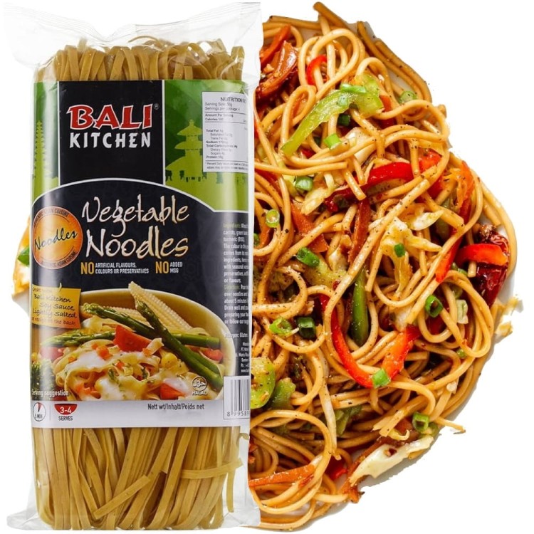 Indonezyjski Makaron Pszenny Wstążki z WARZYWAMI Do Woka Stir-Fry 200g BALI KITCHEN