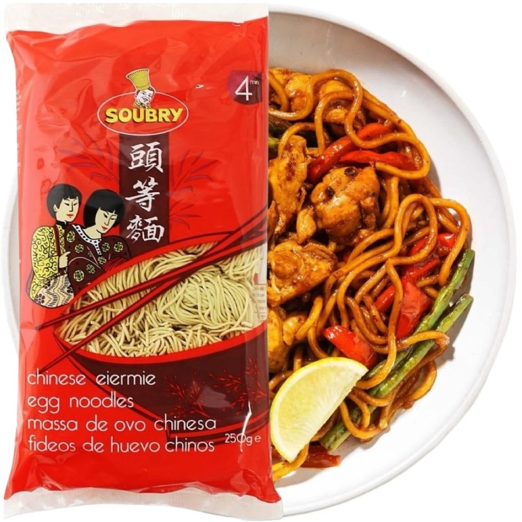 Chiński Makaron Mie Błyskawiczny Instant Do Woka Stir-Fry 4 Minuty z Jajkiem 250g SOUBRY