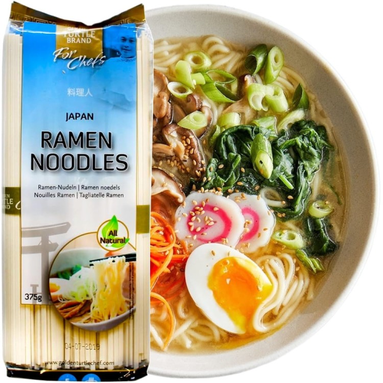 Japoński Makaron Pszenny Do Zupy RAMEN Nitki w Porcjach Japan Ramen 375g GOLDEN TURTLE BRAND