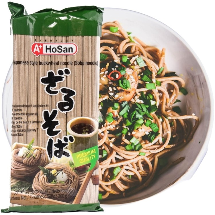 Koreański Makaron SOBA Brązowy Gryczany Do Zupy i Stir Fry Porcjowany 300g A+ HOSAN