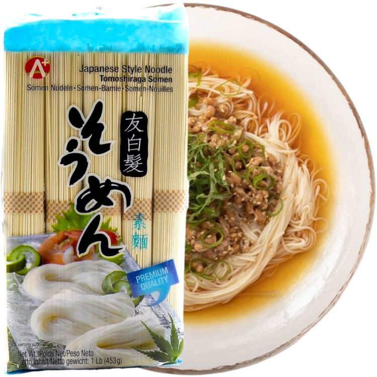 Koreański Makaron Pszenny Somen Tomoshiraga Do Zupy Porcje 454g A+ HOSAN
