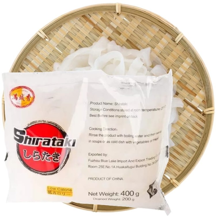 Makaron Bezglutenowy Shirataki Wstążki Fettuccine z Mąki Konjac w Zalewie 400g CITY AROMA