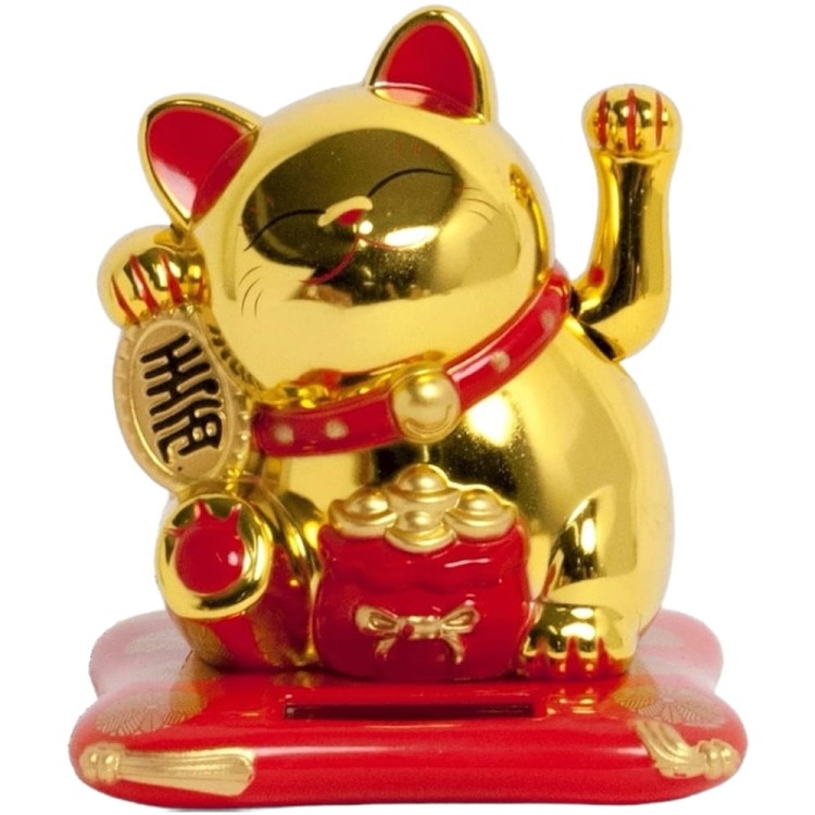 Figurka Solarna Japoński Złoty Kot Szczęścia Maneki Neko EMRO AZIATICA