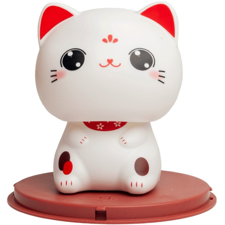 Figurka Solarna Japoński Uśmiechnięty Biały Kot Szczęścia Maneki Neko EMRO AZIATICA