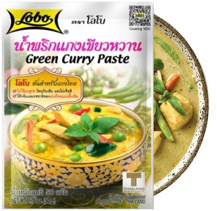 Tajska Ostra Zielona Pasta Zielone Curry Green Curry Paste Saszeta 50g LOBO