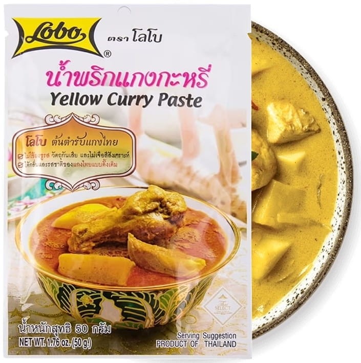 Tajska Żółta Lekko Ostra Pasta Żółte Curry w Saszetce 50g LOBO