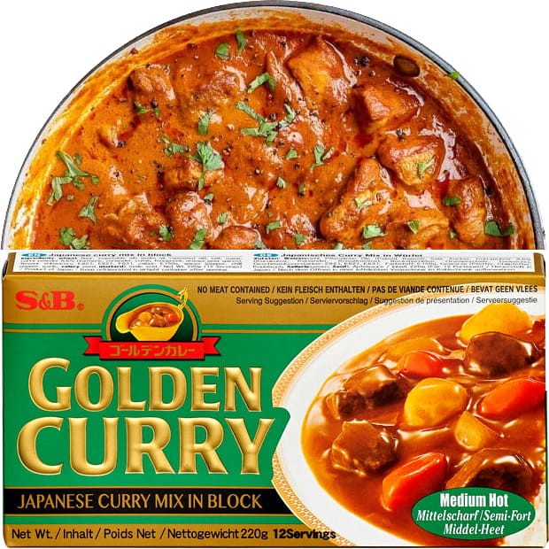 Japońskie Golden Curry MEDIUM HOT Średnio Ostre 12 Porcji 220g S&B