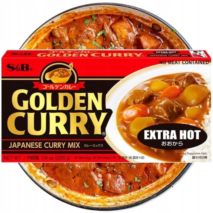 Japońskie Golden Curry EXTRA HOT Bardzo Ostre 12 Porcji 220g S&B