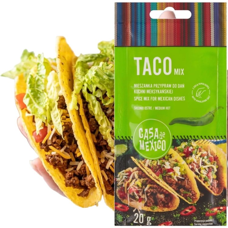 Meksykańska Aromatyczna Przyprawa Do Przygotowania TACO 20g CASA DE MEXICO