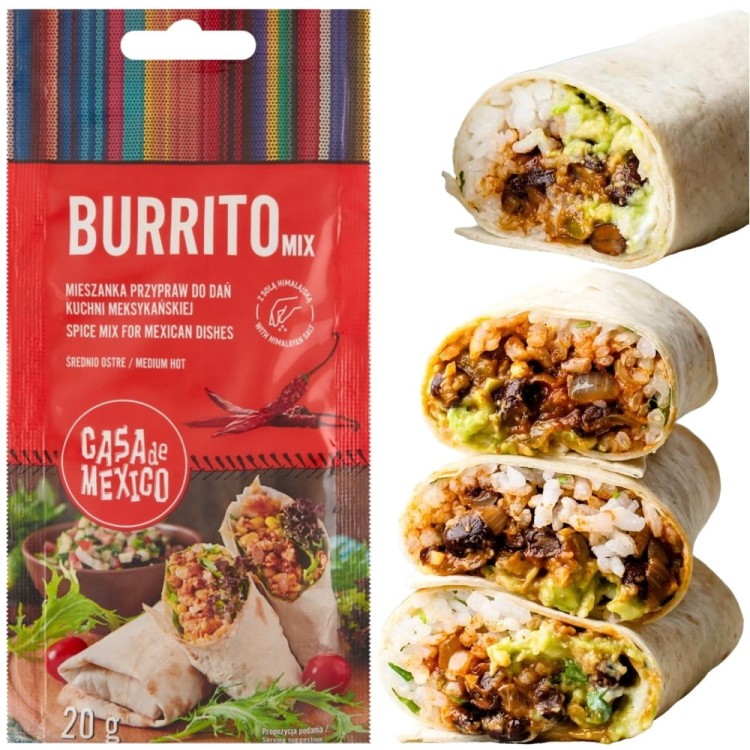 Meksykańska Ostra Przyprawa Mieszanka Do Potrawy Burrito 20g CASA DE MEXICO