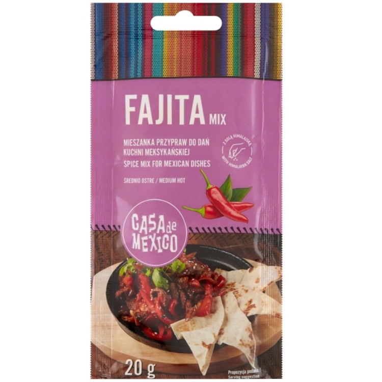 Meksykańska Przyprawa Do Dań Kuchni Meksykańskiej FAJITA 20g CASA DE MEXICO