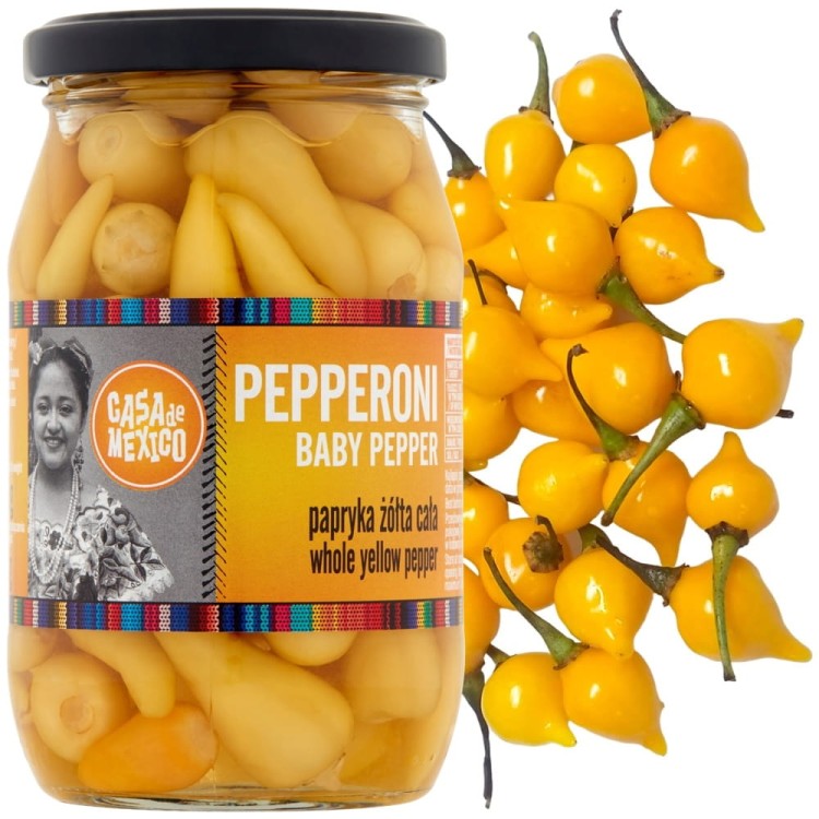 Papryka Papryczki Pepperoni Pepper Żółta Żółte Baby Całe 325g CASA DE MEXICO