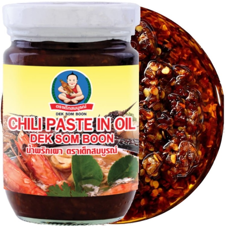 Tajska Ostra Pasta z Papryczek Chili w Oleju 220g Dek Som Boom HEALTHY BOY BRAND