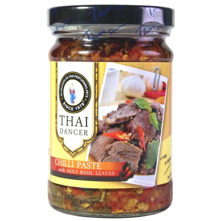 Gęsta Ostra i Aromatyczna Pasta Chilli z Bazylią Hot Chilli HOLY BASIL 200g THAI DANCER