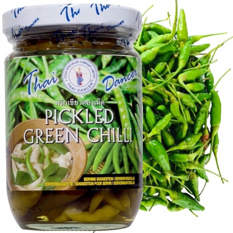Ostre Tajskie Papryczki Chilli Zielone Marynowane w Zalewie 200g THAI DANCER