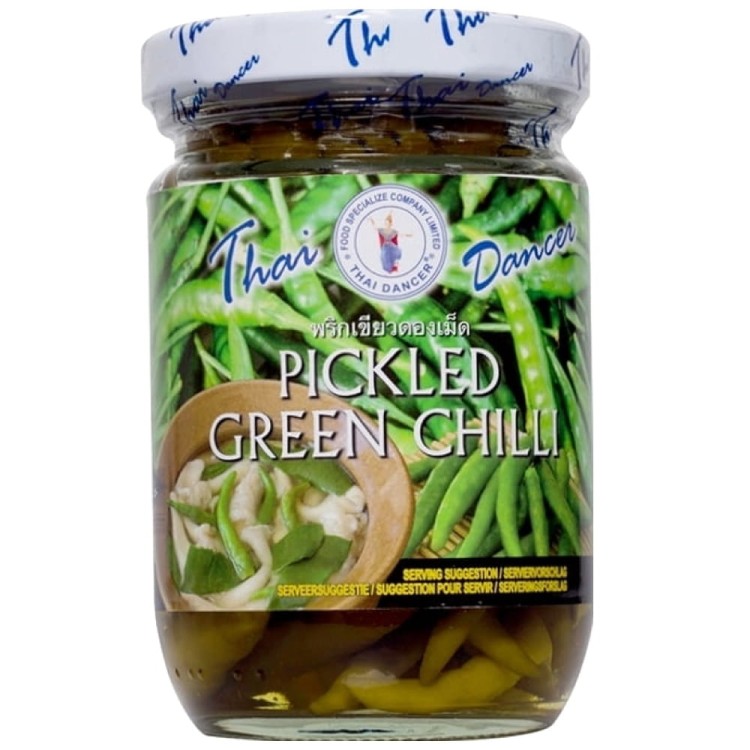 Ostre Tajskie Papryczki Chilli Zielone Marynowane w Zalewie 200g THAI DANCER