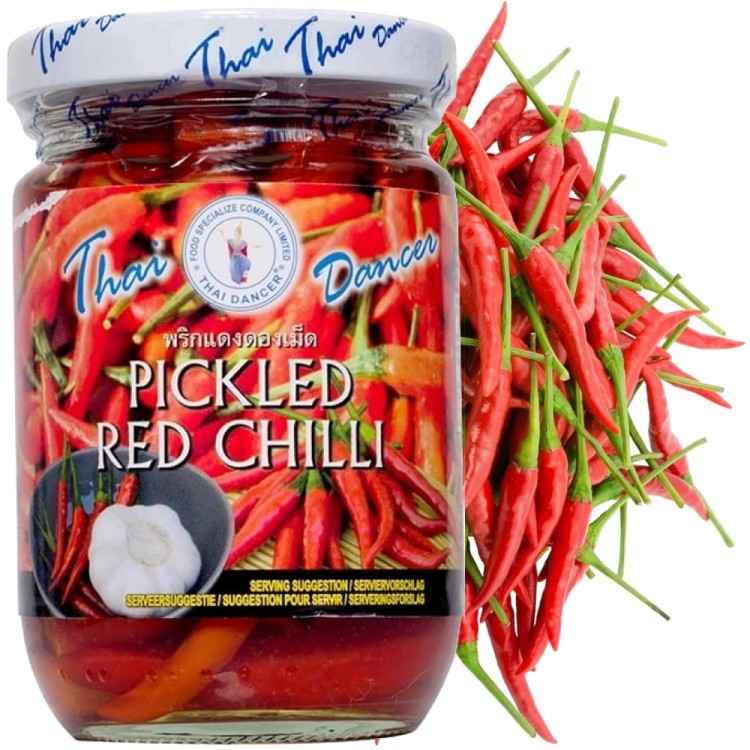 Tajskie Ostre Marynowane Papryczki Chilli Czerwone w Zalewie 200g THAI DANCER