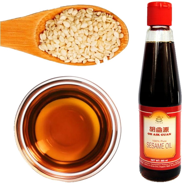 Olej Sezamowy z Prażonych Ziaren Sezamu Czysty Intensywny 360ml OH AIK GUAN
