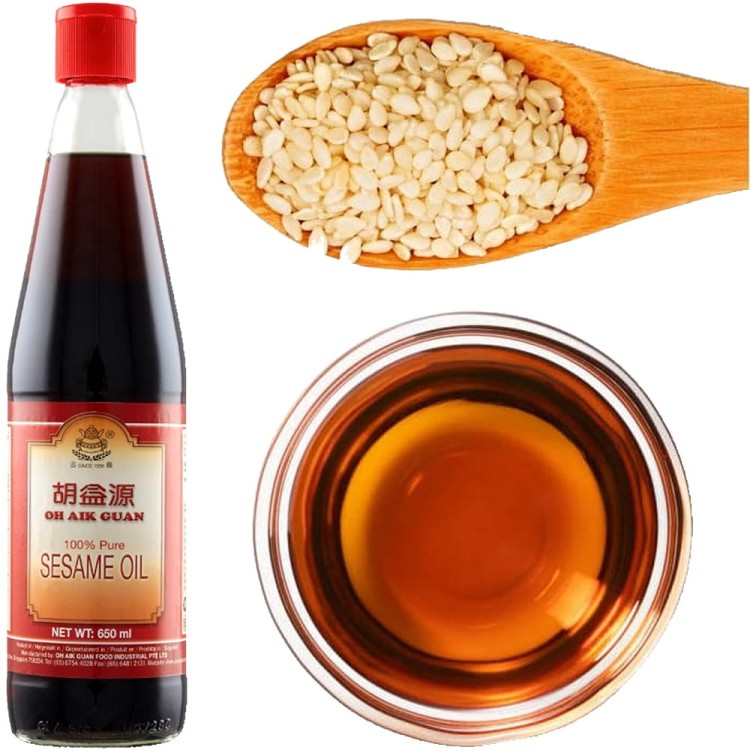 Olej Sezamowy z Prażonego Sezamu Orzechowy Smak i Aromat 650ml OH AIK GUAN